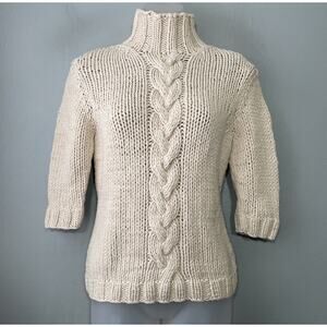 J Crew Chunky Sweater Size Small Beige Cable Knit Minimalist Preppy Scandi Girl